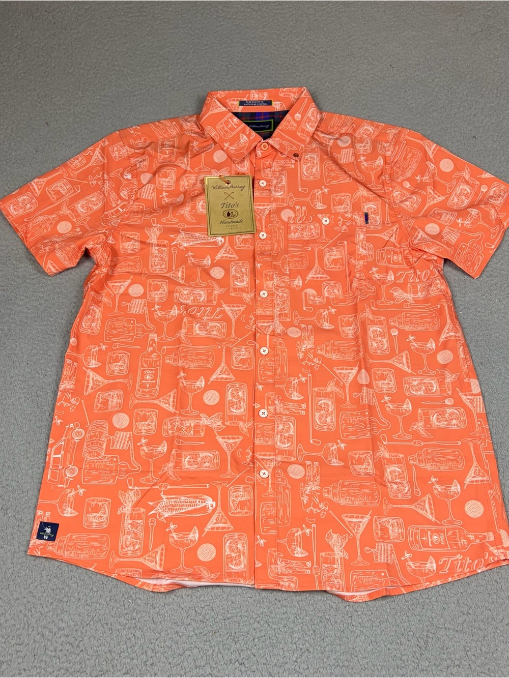 William Murray Golf x Tito’s Vodka Shirt Orange Cocktail Party Short Sleeve
